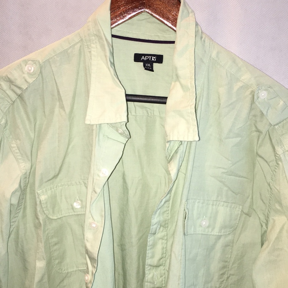 Apt. 9 Sage Green Long Sleeve Casual Button Down Cotton Shirt | XXL